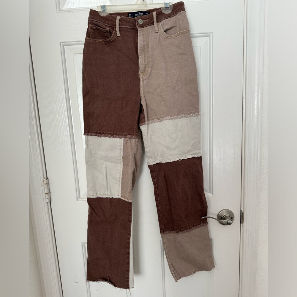 Patchwork High Rise Dad Jeans (stretchy)